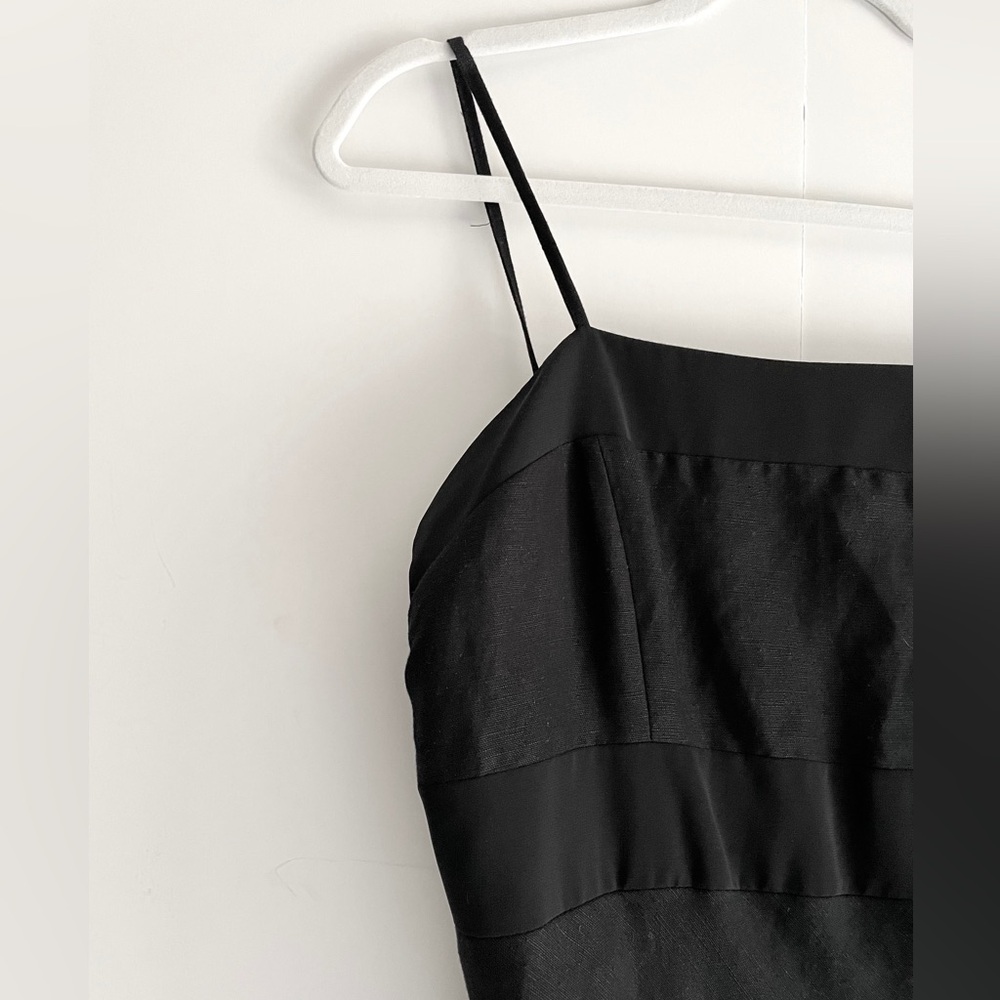 Deane & White Vintage Square Neck Cottagecore Black Linen Dress - Picture 3 of 9